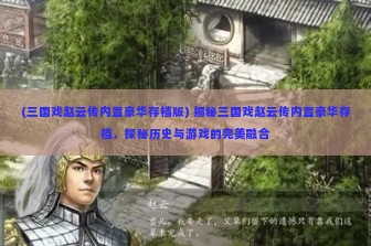 (三国戏赵云传内置豪华存档版) 揭秘三国戏赵云传内置豪华存档，探秘历史与游戏的完美融合